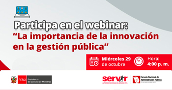 Webinar online "La importancia de la innovación en la gestión pública" del Servir Perú