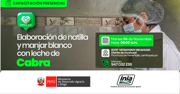 Capacitación presencial  "Elaboración de natilla y manjar blanco con leche de cabra" del INIA