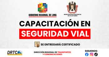  Capacitación presencial gratis "Seguridad Vial" del Gobierno Regional de Lima
