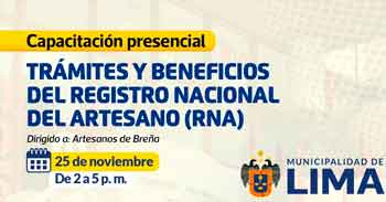 Capacitación presencial "Trámites y beneficios del registro nacional del artesano (RNA)"