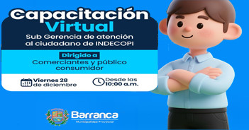 Capacitación online "Comerciantes y público consumidor" de la Municipalidad Provincial de Barranca