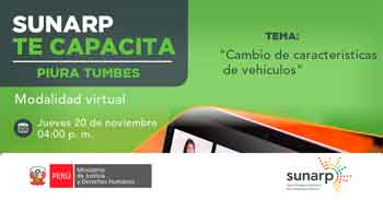 Capacitación online gratis "Cambio de características de vehículos" de la SUNARP