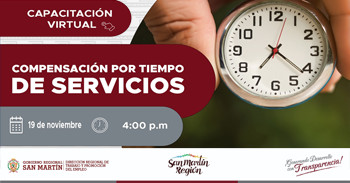Capacitación online gratis "Compensación por tiempo de servicios" de la DRTPE de San Martín