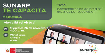 Capacitación online gratis "Independización de predios urbanos por subdivisión" de la SUNARP