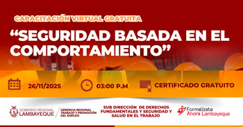 Capacitación online gratis "Seguridad basada en el comportamiento" de la GRTPE Lambayeque