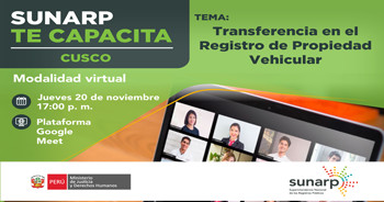 Capacitación online gratis "Transferencia en el registro de propiedad vehicular" de la SUNARP