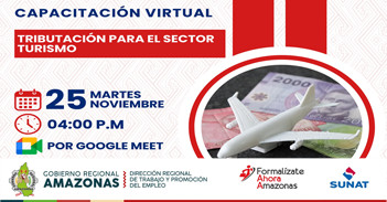 Capacitación online gratis "Tributación para el sector turismo" de DRTPE Amazonas