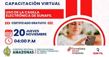 Capacitación online gratis "Uso de la casilla electrónica de SUNAFIL" de DRTPE Amazonas