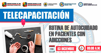 Capacitación online "Rutina de autocuidado en pacientes con adicciones" del Hospital Regional de Huacho