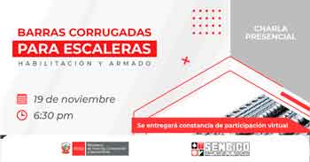 Charla presencial "Barras corrugadas para escaleras: Habilitación y armado" del Sencico