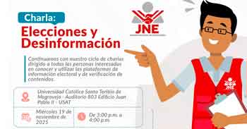Charla presencial gratis "Elecciones y desinformación" del JNE