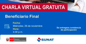 Charla online gratis "Beneficiario final" de la SUNAT