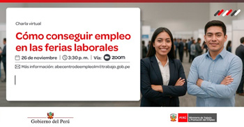 Charla online gratis "Cómo conseguir empleo en las ferias laborales" del MTPE