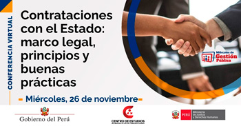 Conferencia online "Contrataciones con el Estado: Marco legal, principios y buenas prácticas" del MINJUSDH