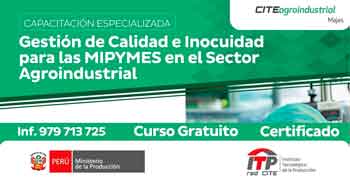 Curso gratuito Gestión de calidad e inocuidad para las MIPYMES en el sector agroindustrial 