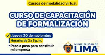 Curso online "Paso a paso para constituir mi empresa" de la Municipalidad de lima