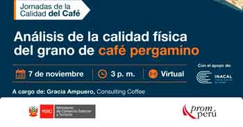 Evento online "Análisis de la calidad física del grano de café pergamino" del PromPerú