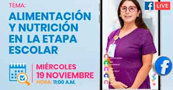 Evento online gratis "Alimentación y nutrición en la etapa escolar" del INSNSB