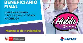 Evento online gratis "Beneficiario final ¿Quiénes deben declararlo y cómo hacerlo?" de la SUNAT
