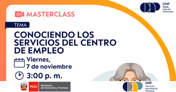 Evento online gratis "Master Class: Conociendo los servicios del Centro de Empleo"  del ONP
