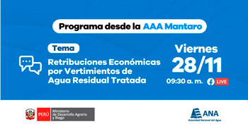Evento online "Retribuciones Económicas por Vertimientos de Agua Residual Tratada" de la ANA