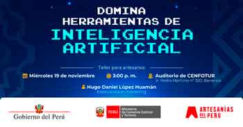 Taller presencial gratis "Herramientas de Inteligencia Artificial" de Artesanías del Perú