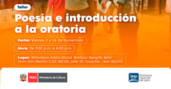 Taller presencial gratis "Poesía e introducción a la oratoria" de la BNP