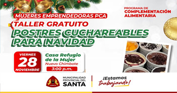 Taller presencial gratis "Postres Cuchareables para Navidad" de la Municipalidad Provincial Del Santa