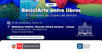 Taller presencial gratis "ReciclArte entre libros" de la BNP