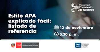 Taller virtual gratis "Estilo APA explicado fácil: listado de referencias" de la BNP