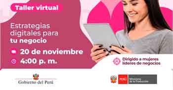 Taller online gratis "Estrategias digitales para tu negocio" de PRODUCE