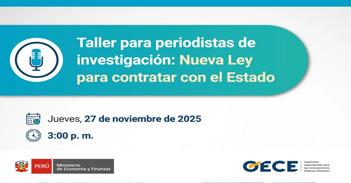 Taller online gratis "Periodistas de investigación: Nueva Ley para contratar con el Estado" del OECE