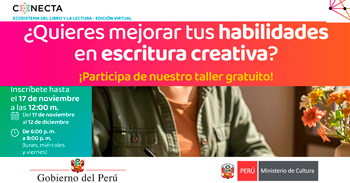 Taller online gratis "¿Quieres mejorar tus habilidades en escritura creativa?" del Ministerio de Cultura