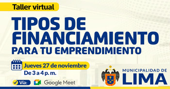Taller online "Tipos de financiamiento para tu emprendimiento" del Desarrollo Económico MML