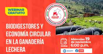 Webinar online "Biodigestores y economía circular en la ganadería lechera" de Agalep