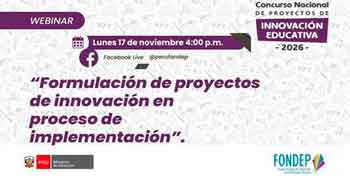 Webinar online "Formulación de proyectos de innovación en proceso de implementación" de MINEDU