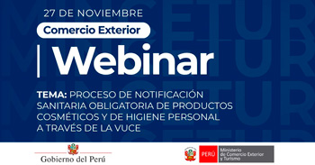 Webinar online "Proceso de Notificación Sanitaria Obligatoria de productos cosméticos y de higiene personal"  