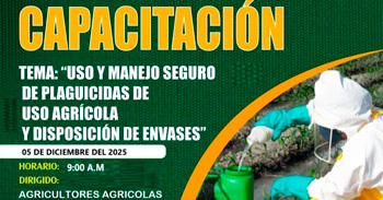 Capacitación presencial gratis "Uso y manejo seguro de plaguicidas de uso agrícola y disposición de envases"  