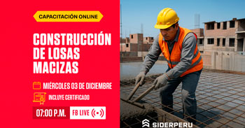 Capacitación online gratis "Construcción de losas macizas" de SIDERPERU