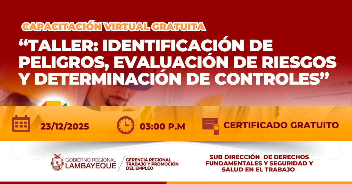  Capacitación online gratis "Identificación de peligros, evaluación de riesgos y determinación de controles"
