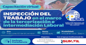 Capacitación online gratis "Inspección del trabajo en el marco de la tercerización e intermediación laboral" 