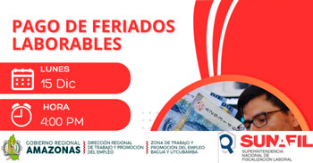  Capacitación online gratis "Pago de Feriados Laborales" de DRTPE Amazonas