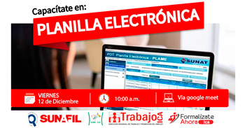   Capacitación online gratis "Planilla Electrónica" de la DRTPE de Ica