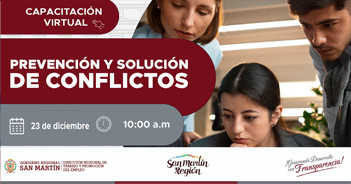 Capacitación online gratis " Prevención y Solución de Conflictos" de la DRTPE de San Martín