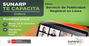 Capacitación online gratis "Servicio de Publicidad Registral en Línea" de la SUNARP