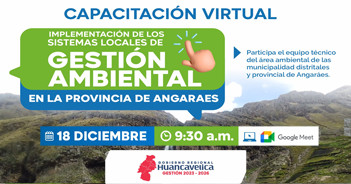  Capacitación online Implementación de los Sistemas Locales de Gestión Ambiental Gobierno Regional de Huancavelica
