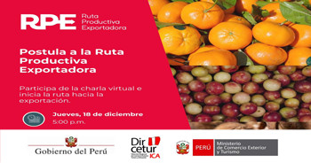  Charla - Taller virtual "postulación a la 4ta convocatoria de la Ruta Productiva Exportadora" de Dircetur Ica