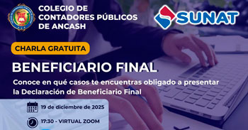 Charla online gratis "Beneficiario Final" del Colegio de Contadores Públicos de Arequipa