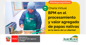 Charla online gratis "BPM en el valor agregado de papas nativas en el ande liberteño" de Agro Rural