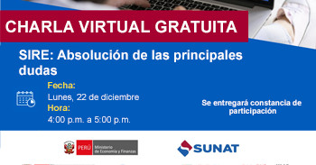Charla online gratis "SIRE: Absolución de las principales dudas" de la SUNAT